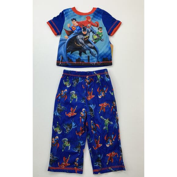 Justice League Toddler 2T Batman Superman Flame Resistant 2 Piece Pajamas NWT - Picture 11 of 12